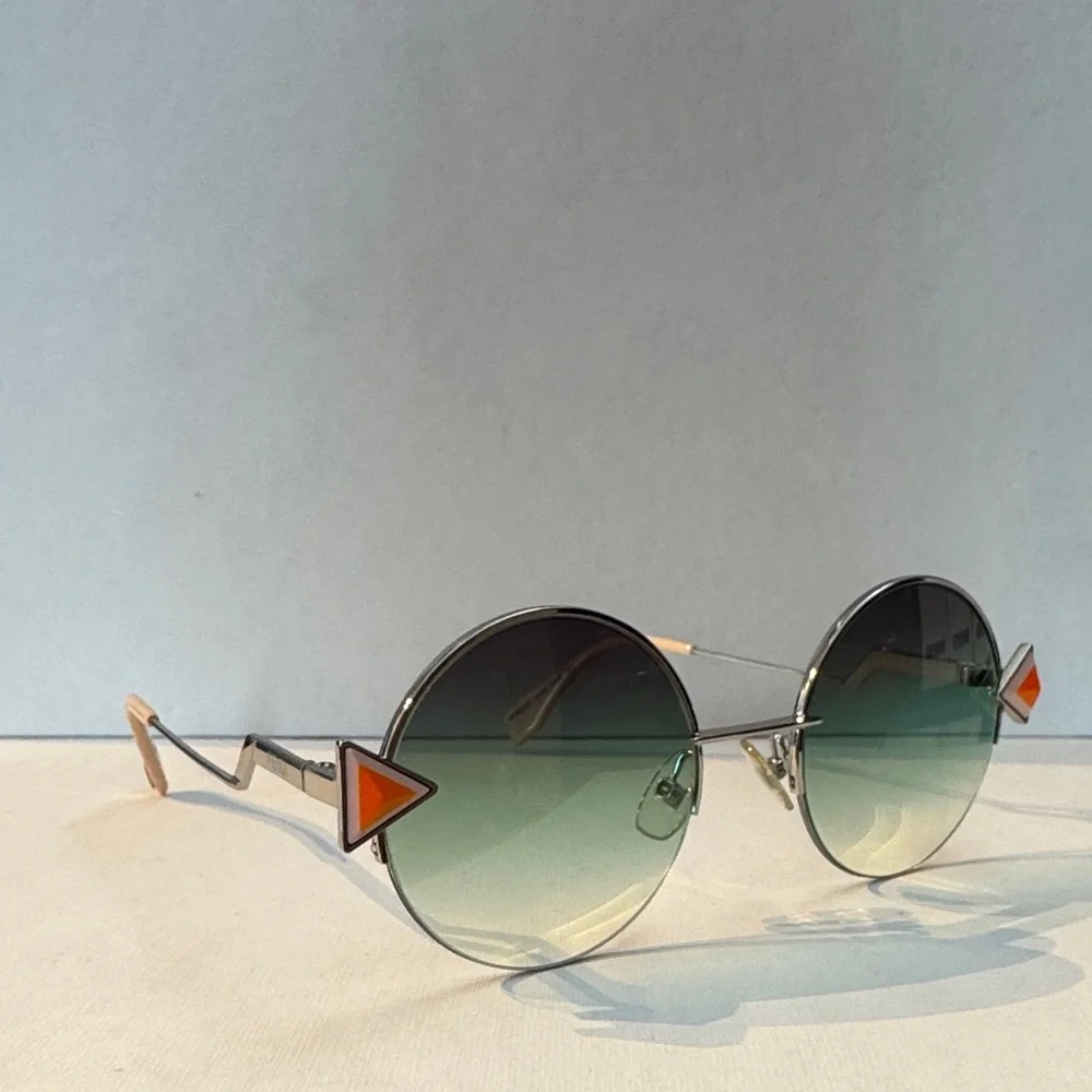 Fendi Round Gradient Sunglasses with Orange Accents - Picture 7 of 8